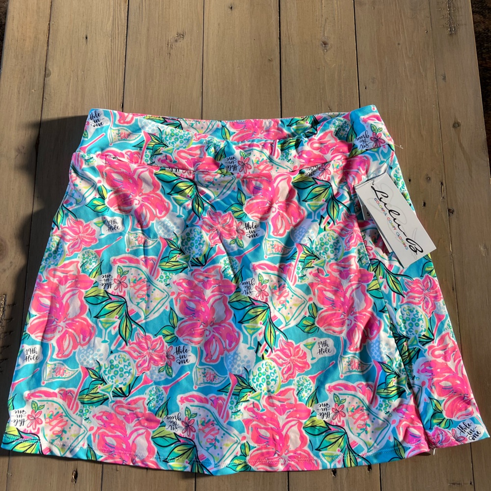 Lulu-B Floral Golf Skort in Pink and Blue